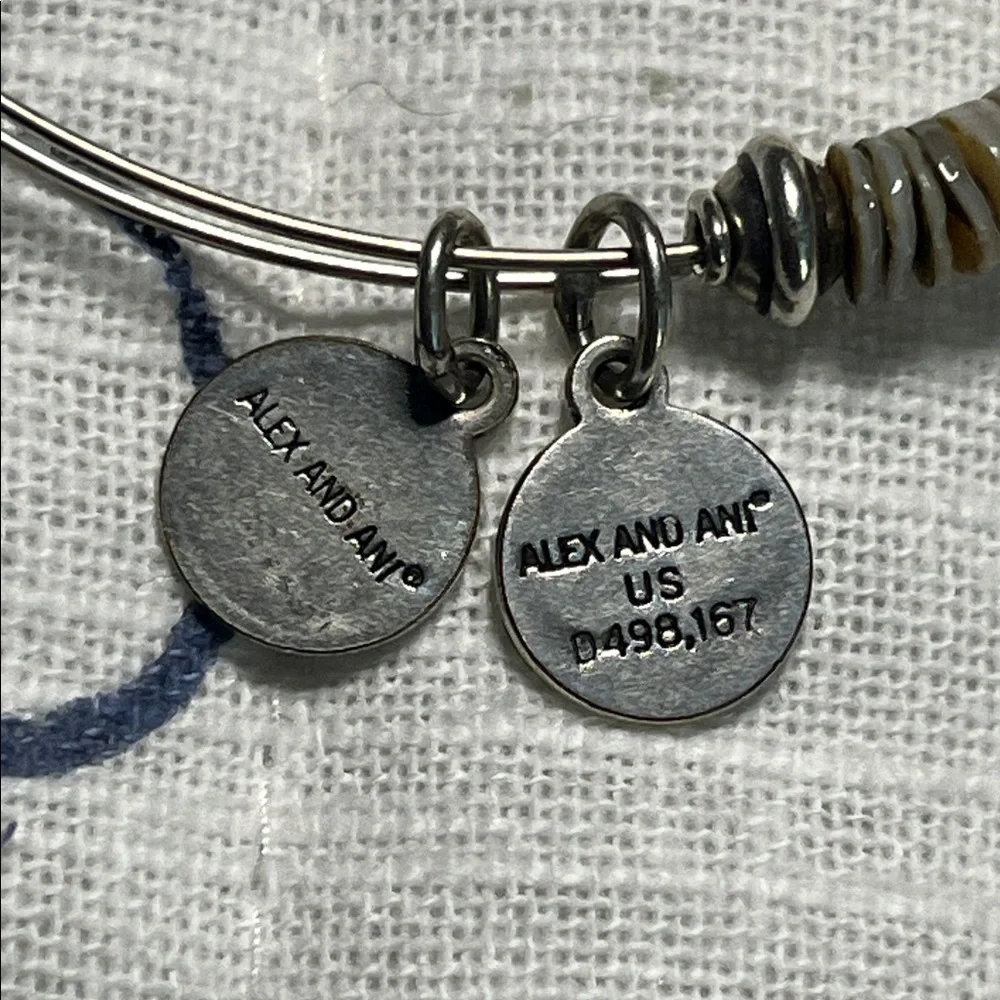 Alex and Ani Blue and Silver‎ Tone Bangle Charm Bracelet
